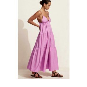 MATTEAU TIERED PINK COTTON MAXI  DRESS  US4